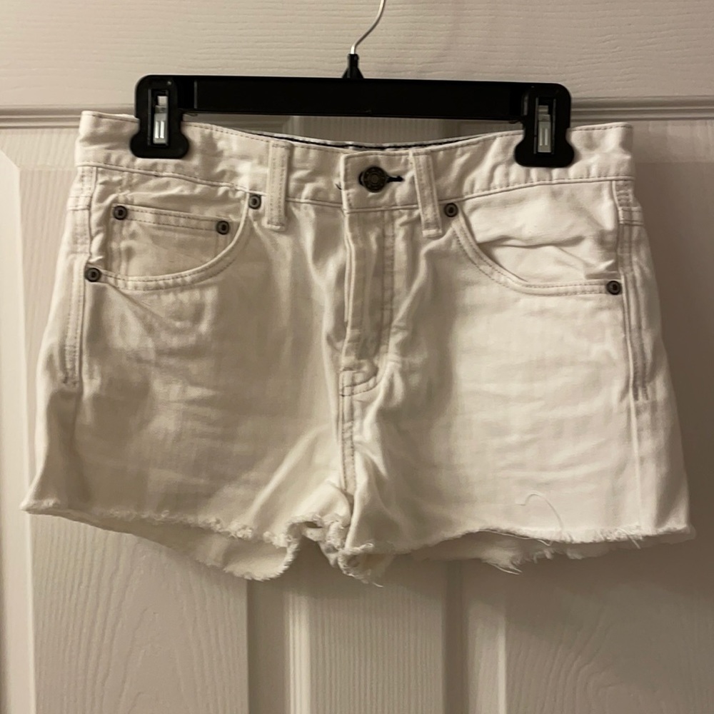 Free People white denim shorts
